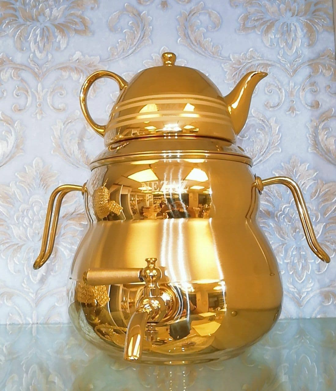 تصویر  قوری و کتری طلایی خاص جدید کد T9