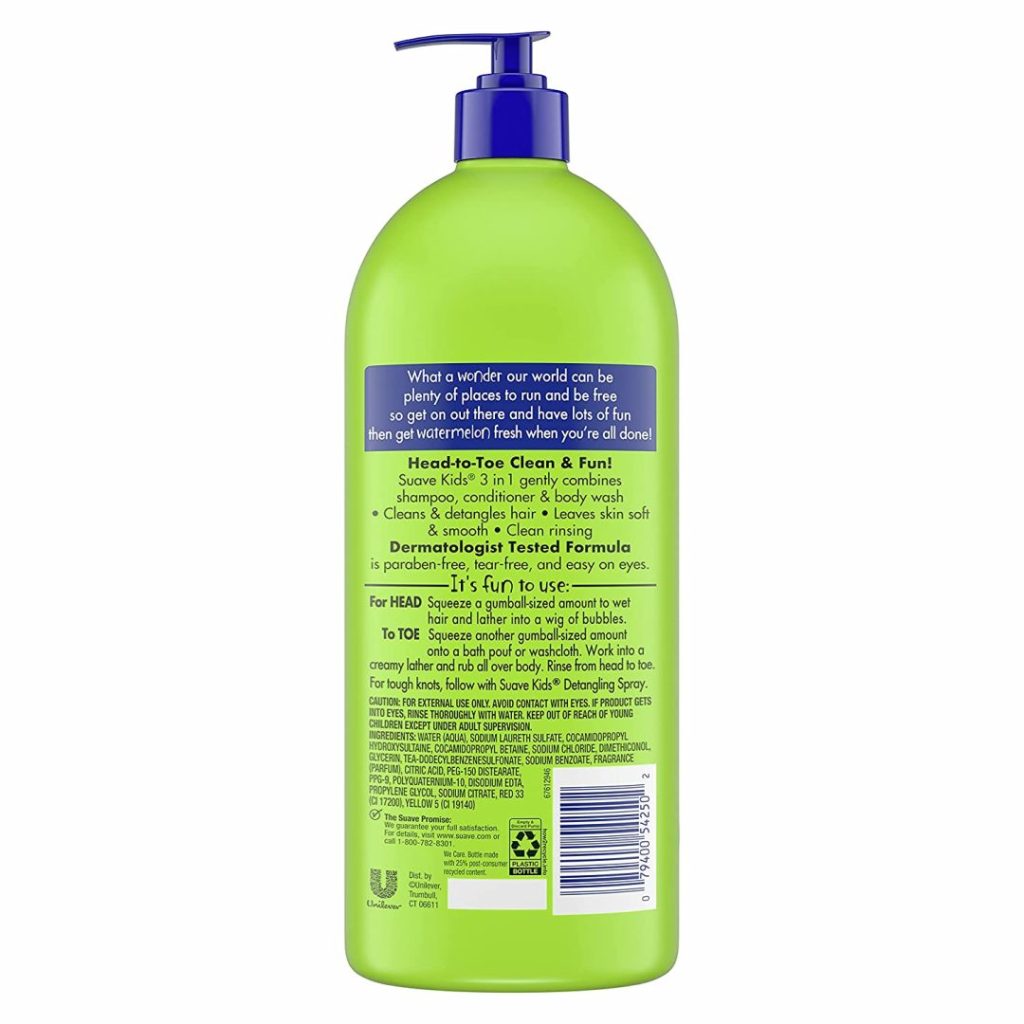 تصویر  شامپو بدن کودک3 در 1سواو شامپو و نرم کننده، چند رنگ، هندوانه حجم 532 میلی لیترSuave Body Wash