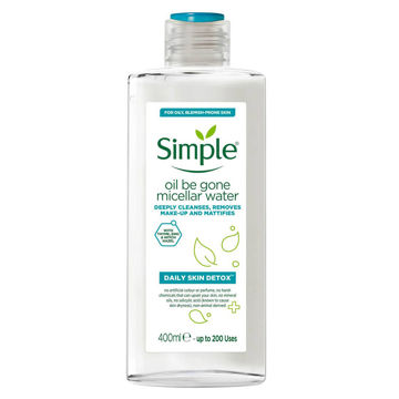 تصویر  پاک کننده آرایش پوست مختلط تا چرب سیمپل Simple Daily Skin Detox Oil Be Gone Micellar Water