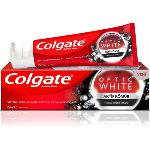 خمیردندان سفیدکننده ذغالی کلگیت اپتیک وایت Colgate Optic White Aktif Komur حجم 75 میلی لیتر