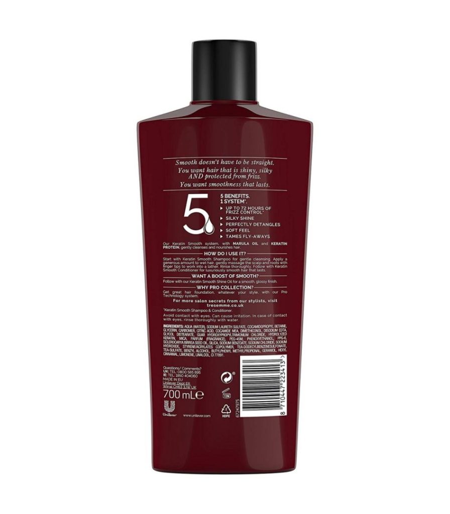 تصویر  شامپو کراتین اسموت ترزمه700 میلی لیتر TRESEMME KERATIN SMOOTH
