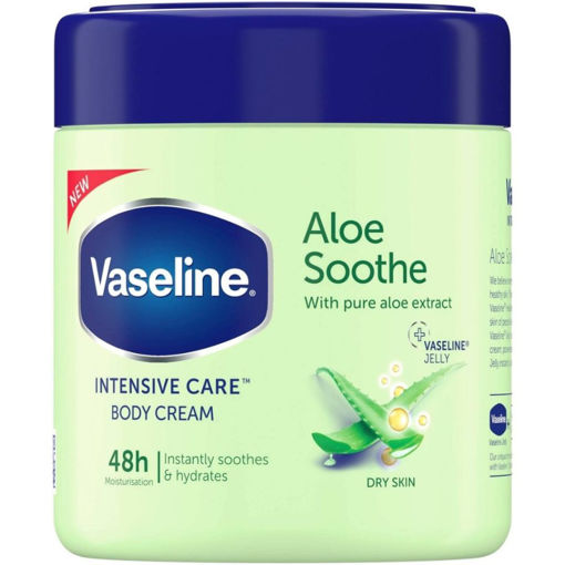 کرم بدن تسکین دهنده و آبرسان آلوئه ورای وازلین Vaseline Aloe Soothe حجم 400 میلی لیتر
