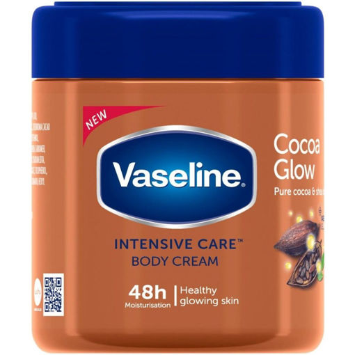کرم بدن آبرسان و درخشان کننده وازلین Vaseline Cocoa Glow حجم 400 میلی لیتر