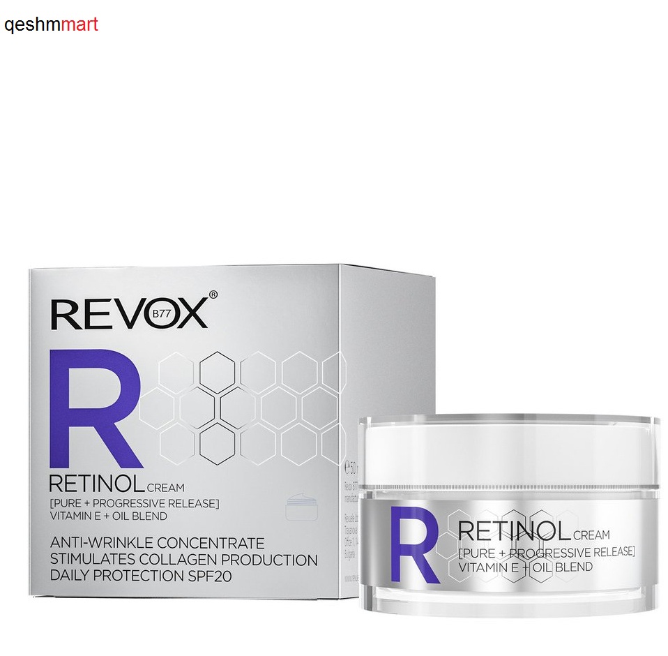 کرم ضد چروک رتینول ویتامین E و کلاژن با spf20 ریوکس Revox