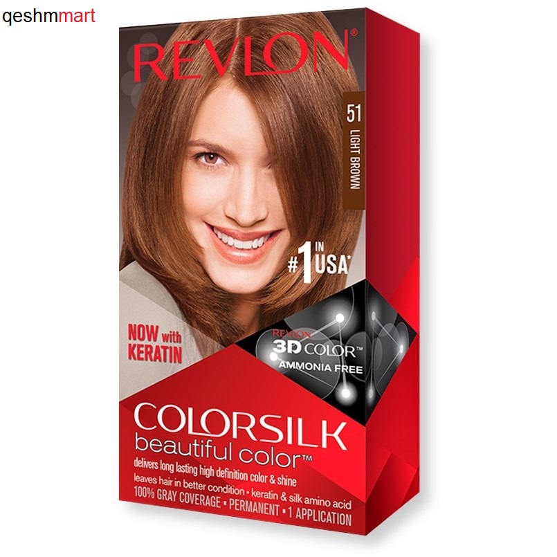 کیت رنگ موی بدون آمونیاک رولون شماره 51 قهوه ای روشن Revlon Colorsilk