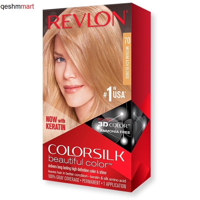 کیت رنگ موی بدون آمونیاک رولون شماره 70 بلوند خاکستری متوسط Revlon Colorsilk