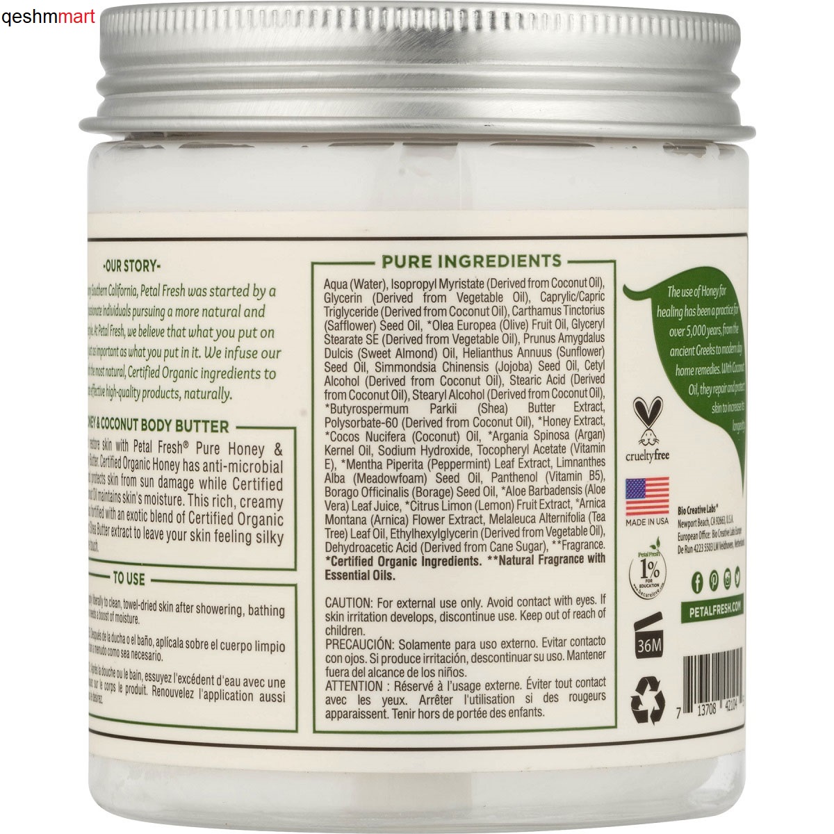 کرم بدن عسل و نارگیل پتال فرش Petal Fresh Restoring حجم 237 میلی لیتر