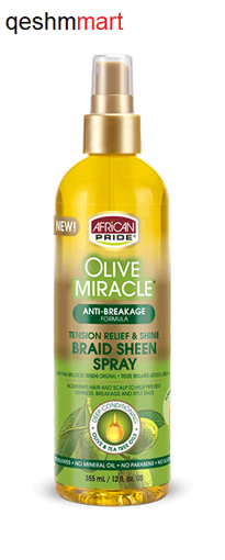 اسپری تسکین دهنده خشکی کف سر و براق کننده مو آفریکن پراید African Pride Olive Miracle Braid Sheen Spray
