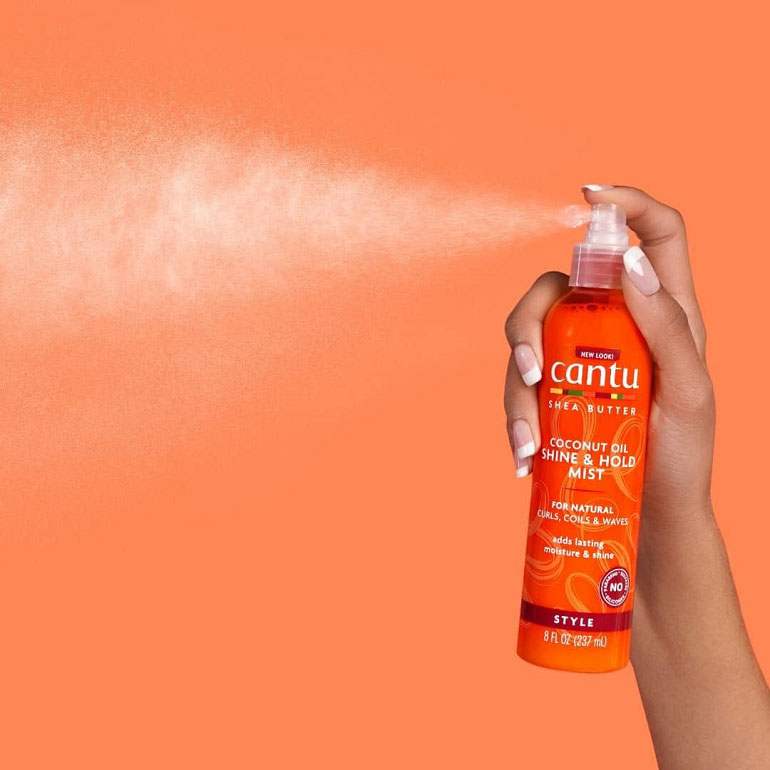 اسپری درخشان کننده و نگهدارنده موی روغن نارگیل کانتو Cantu Shine Hold حجم 237 میلی لیتر