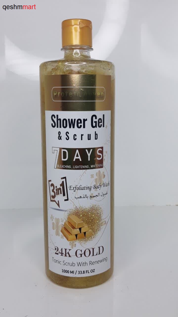 شاور ژل و اسکراب بدن پروتئین کوئین مدل GOLD حجم 1000 میلی لیتر