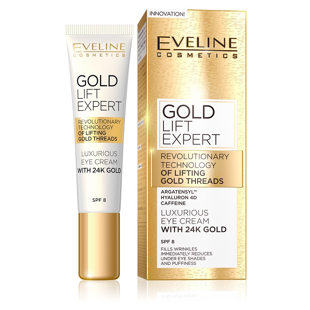 کرم لیفتینگ دور چشم طلای اولاین Eveline Gold Lift Expert حجم 15 میلی لیتر