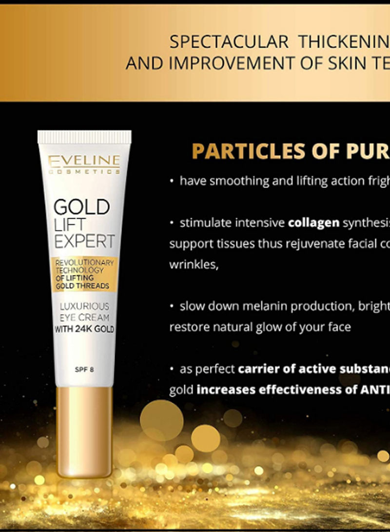 کرم لیفتینگ دور چشم طلای اولاین Eveline Gold Lift Expert حجم 15 میلی لیتر