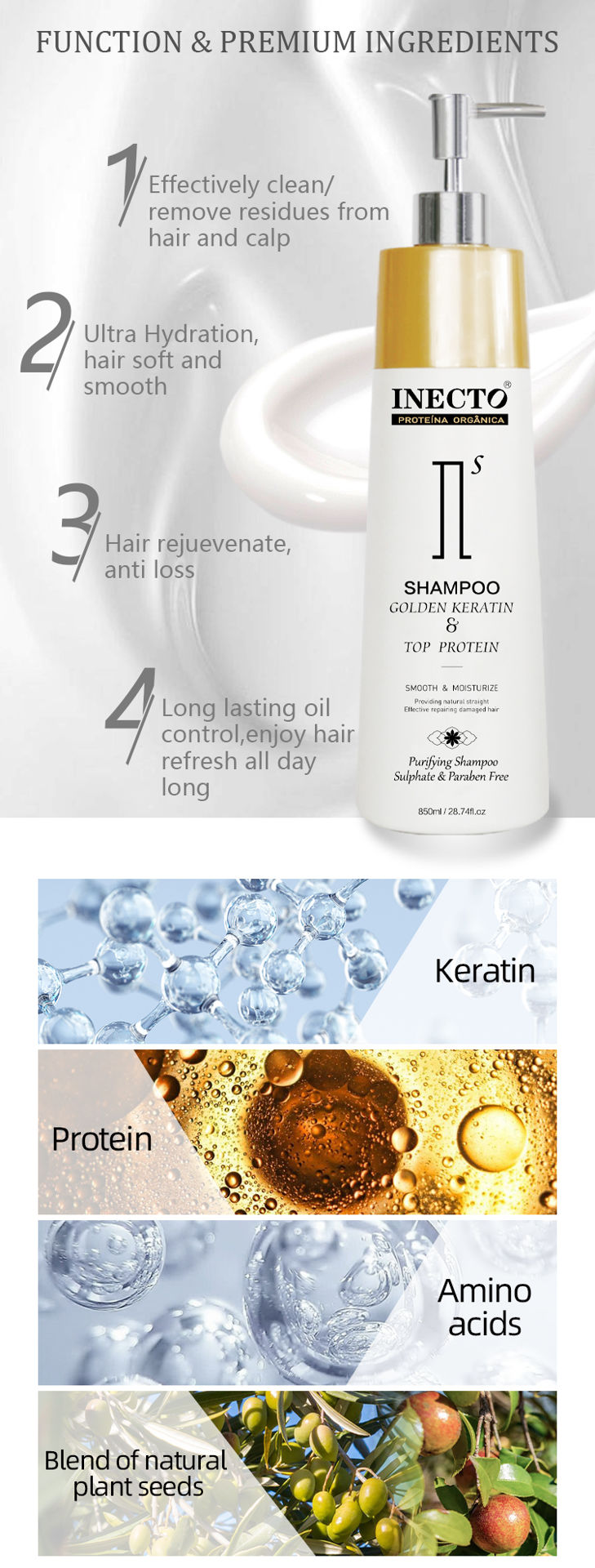 شامپو اینکتو کراتینه و بدون سولفات Inecto