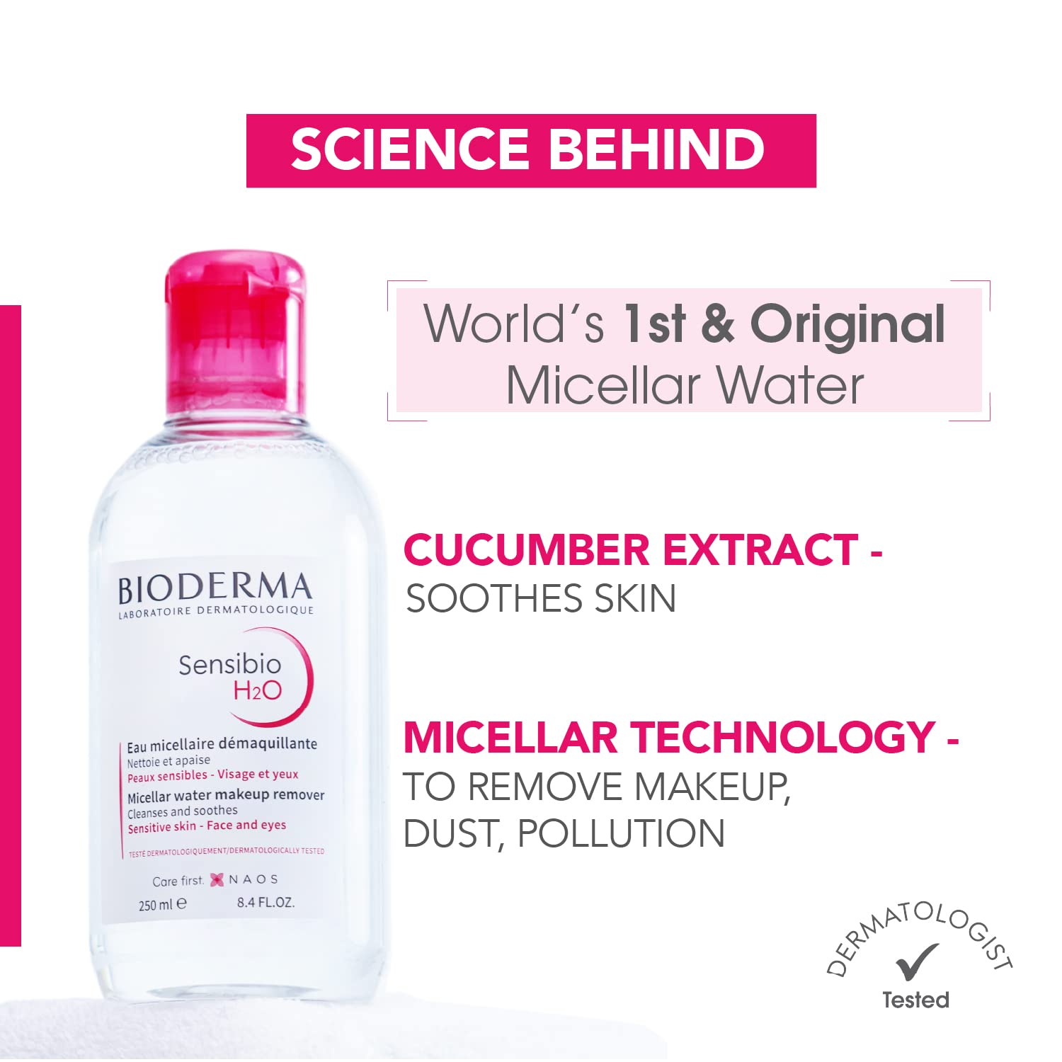 محلول پاک کننده آرایش بایودرما مخصوص پوستهای حساس 500 میلی لیتر مدل Sensible H2O