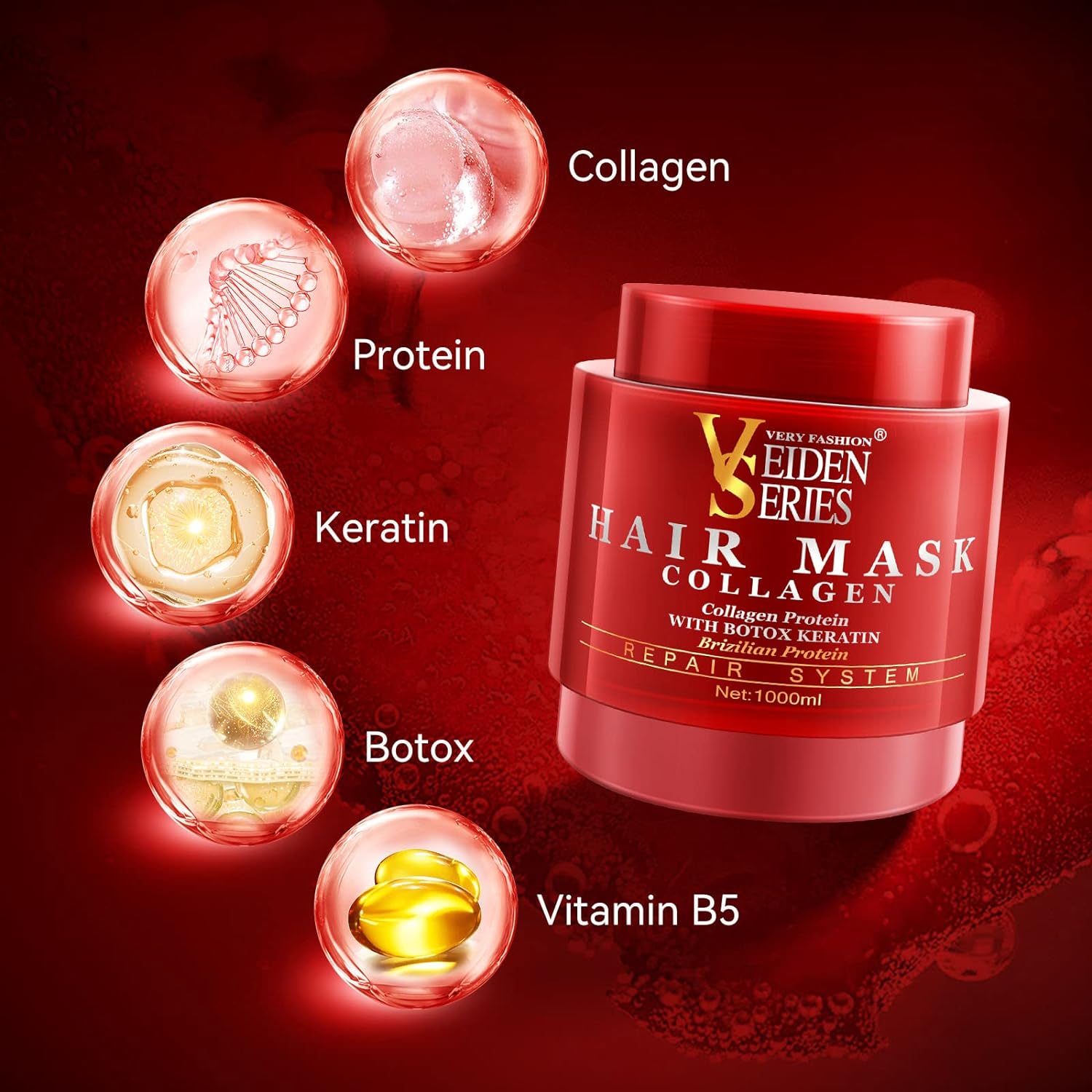 ماسک مو ویدن سریس  حاوی کلاژن veiden series حجم 1000 میلی لیتر