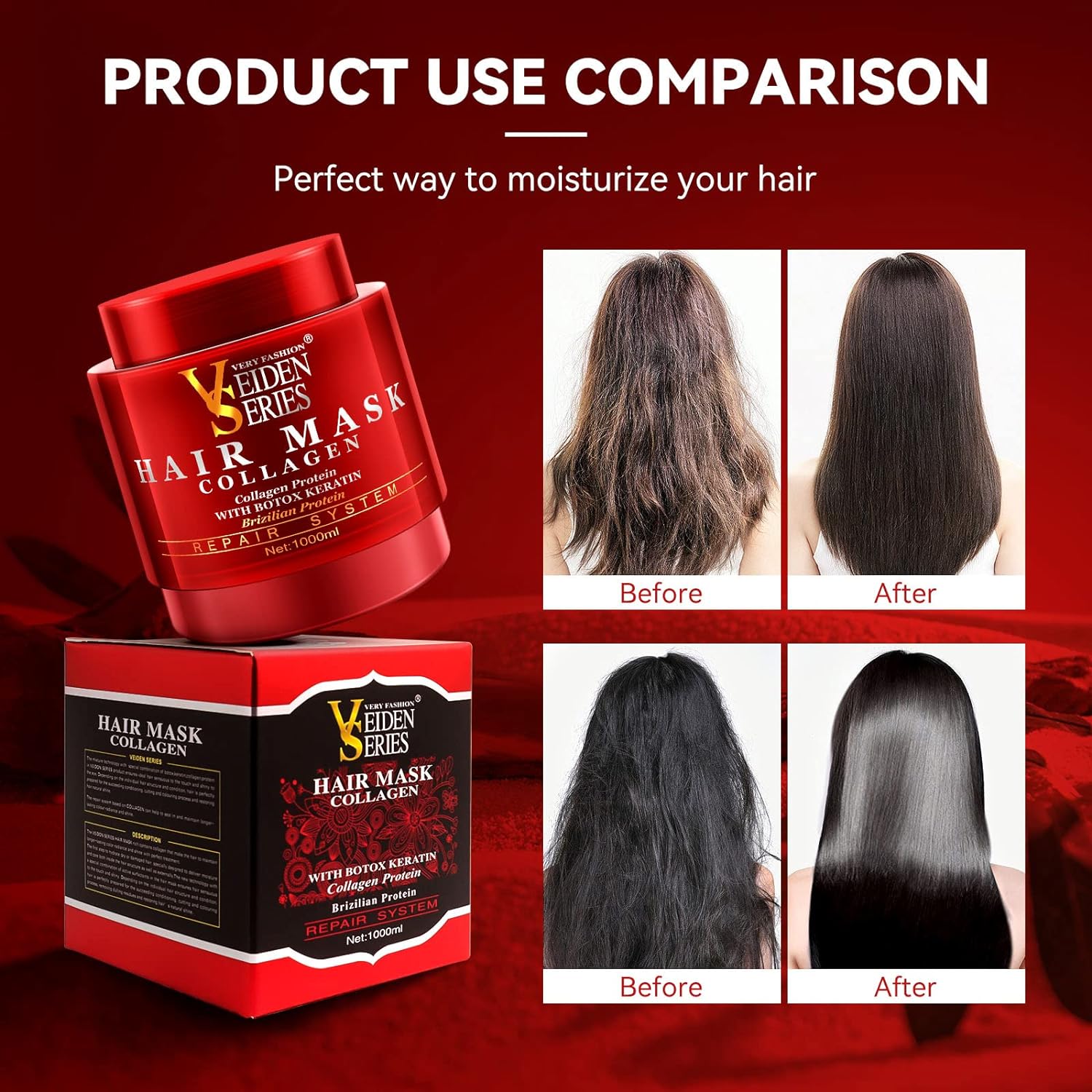 ماسک مو ویدن سریس  حاوی کلاژن veiden series حجم 1000 میلی لیتر