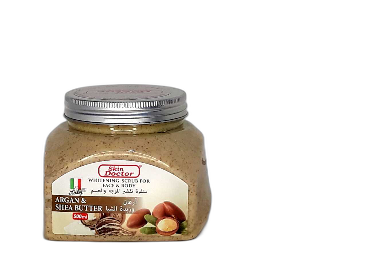 اسکراب سفید کننده آرگان و شی باتر پوست برای صورت و بدن اسکین دکتر