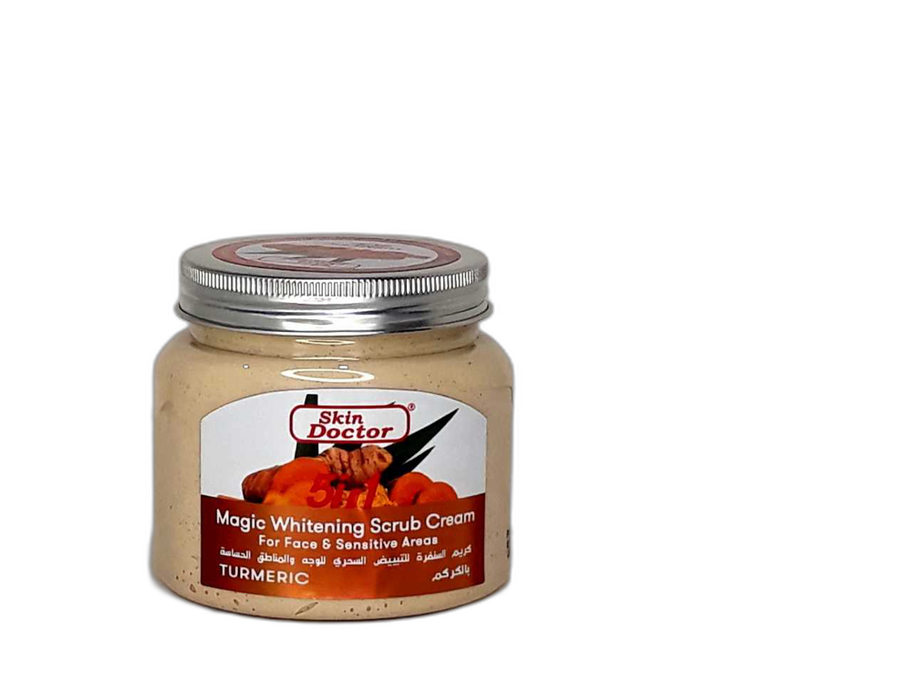 کرم اسکراب سفید کننده پنج کاره زردچوبه اسکین دکتر