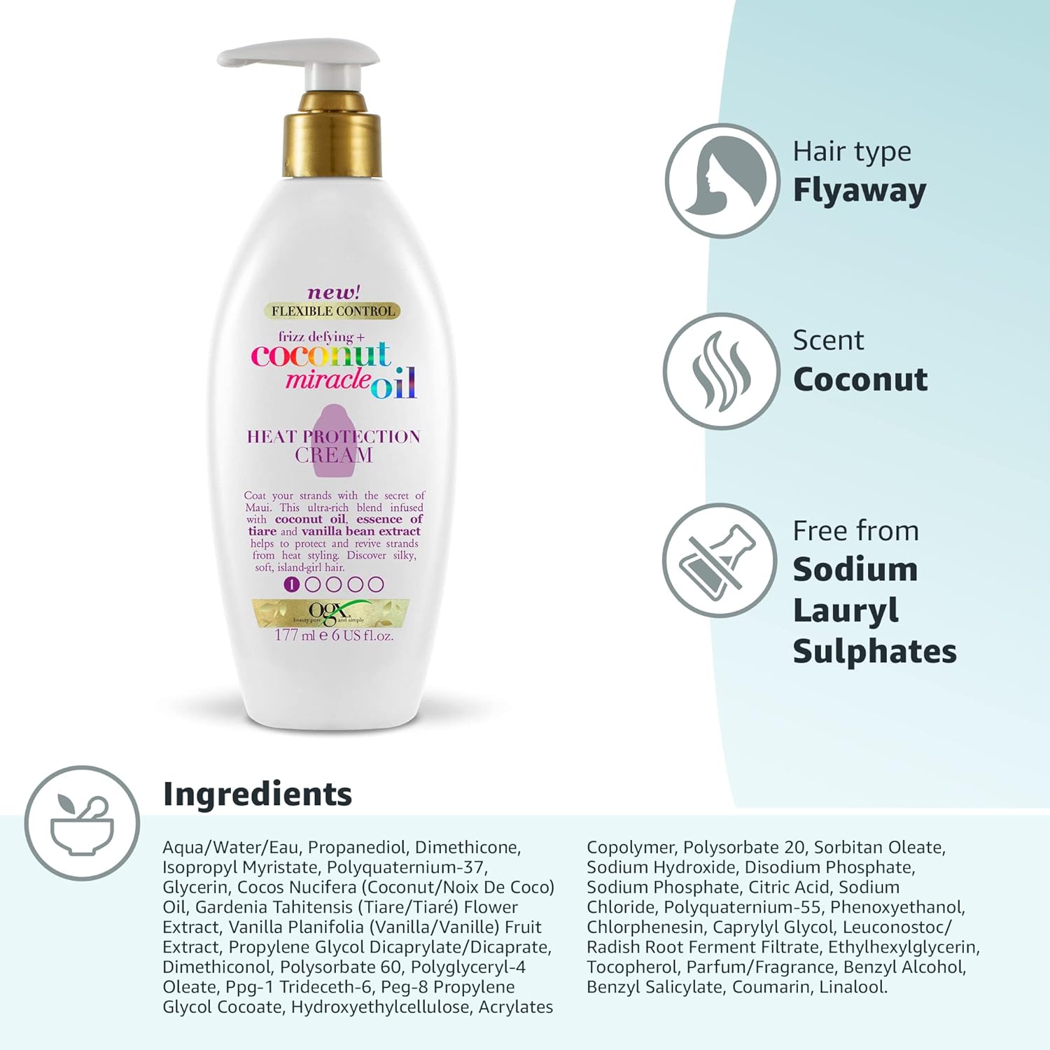 کرم موی مراقبت حرارتی روغن نارگیل او جی ایکس Ogx Coconut Miracle