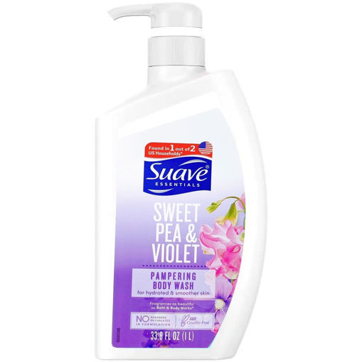 شامپو بدن گل نخود و گل بنفشه سواو  1000 میلی لیتر Suave Essential Sweet Pea and Violet Pampering Body Wash