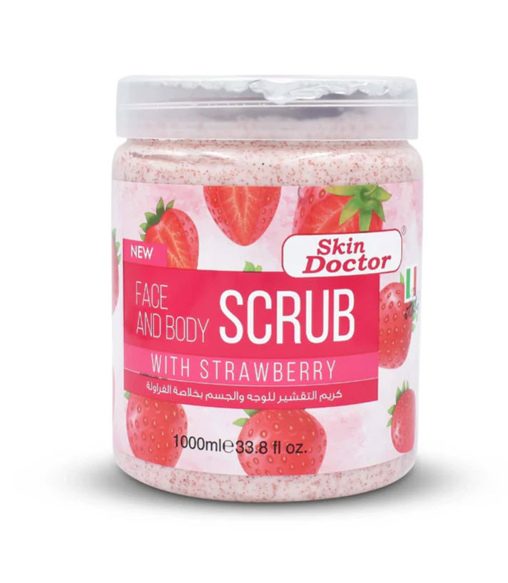 اسکراب صورت و بدن توت فرنگی اسکین دکتر