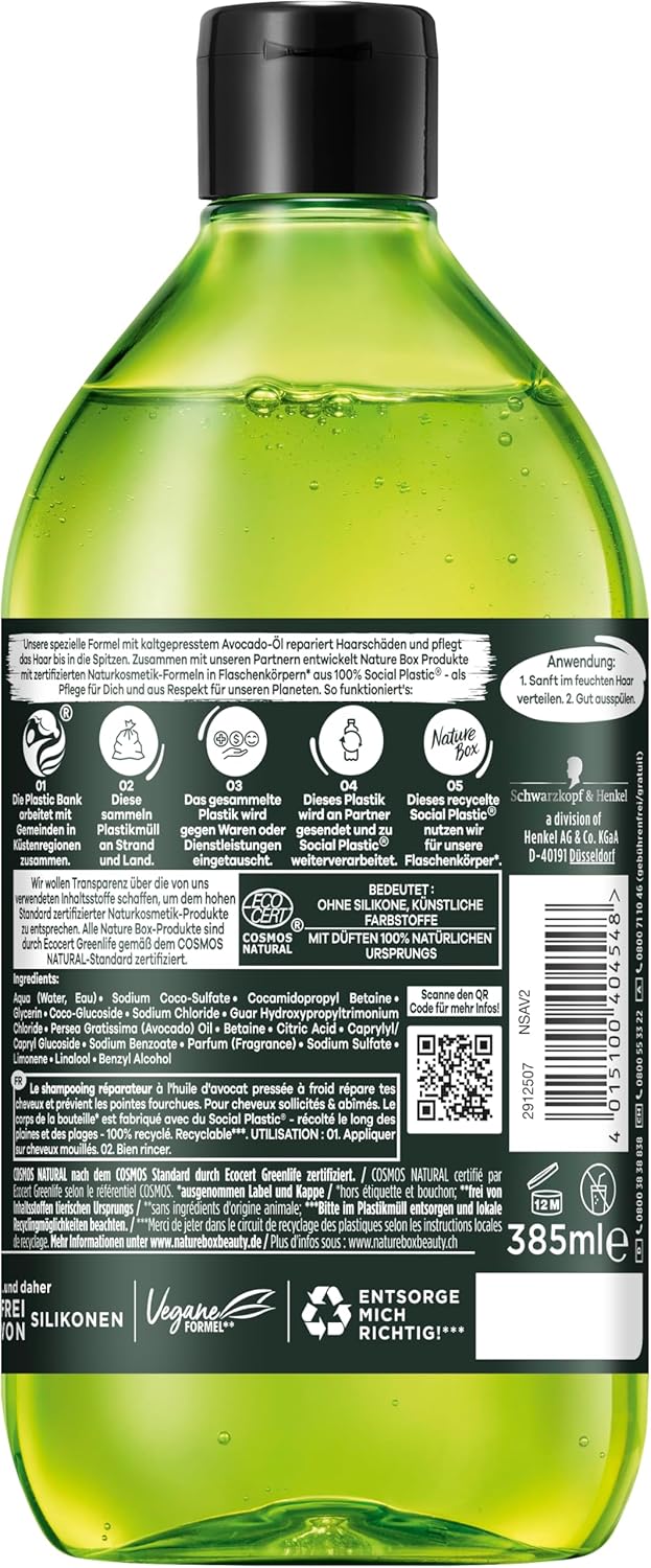 شامپو ترمیم کننده و‌ ضد موخوره آووکادو نیچر باکس