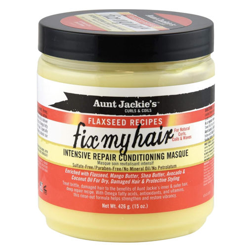 ماسک ترمیم کننده موهای فر آنت جکی Aunt Jackies Flaxseed Recipes Fix My Hair Intensive Repair Conditioning Masque