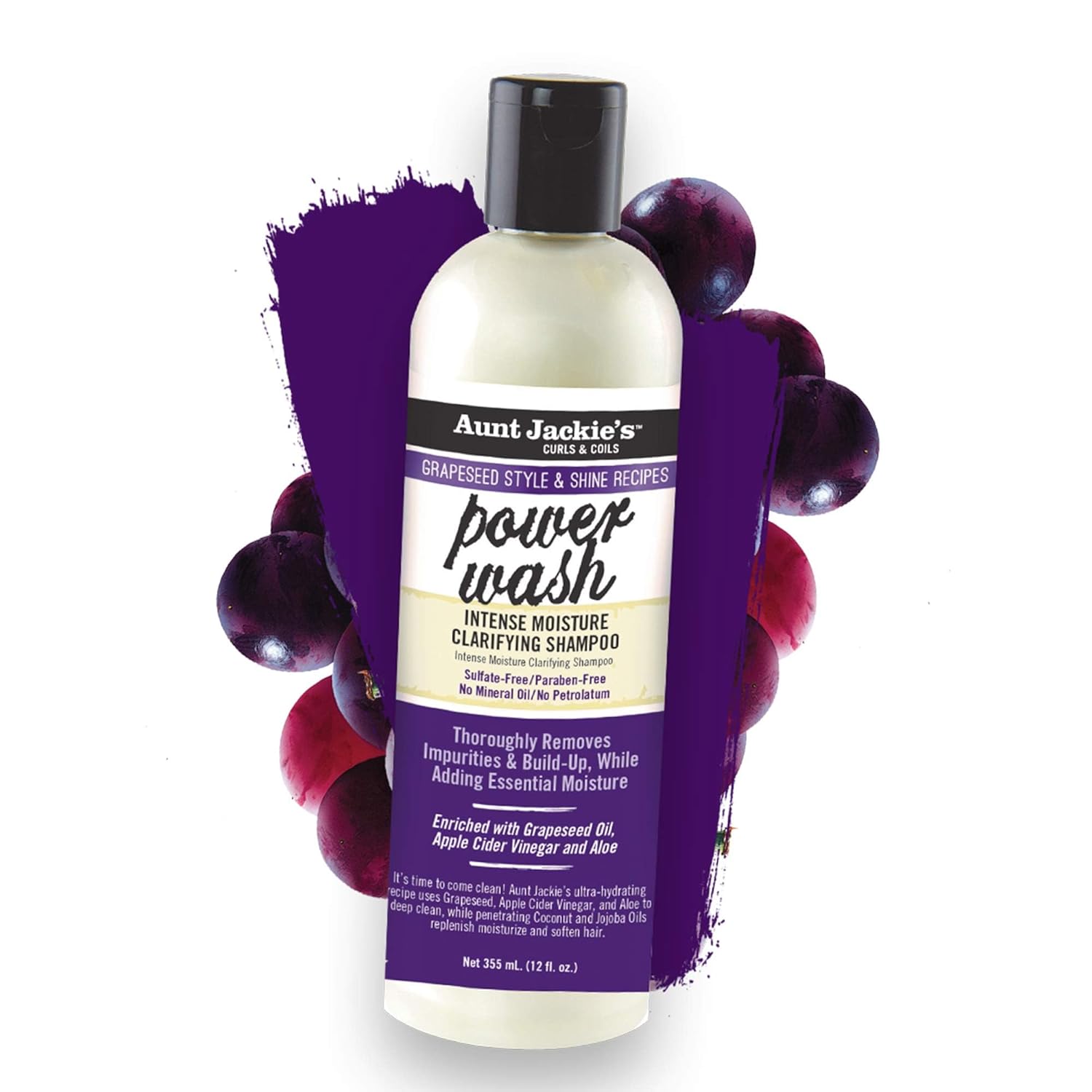 Aunt Jackies Grapeseed Style and Shine Recipes Power Wash Intense Moisture Clarifying Shampoo