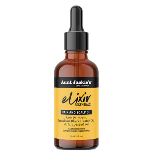 روغن الکسیر کرچک جامائیکا و هسته انگور کف سر و ساقه موی فر آنت جکیز Aunt Jackie’s Elixir Essentials Hair & Scalp Oil Saw Palmetto & Jamaican Black Castor