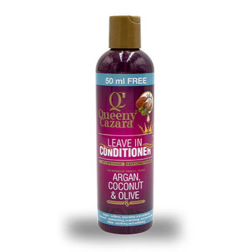 کرم آبرسان و ضد شکنندگی بعد از حمام موی فر کوینی کازارا Queeny Cazara Argan Coconut & Olive Oil Leave In Conditioner