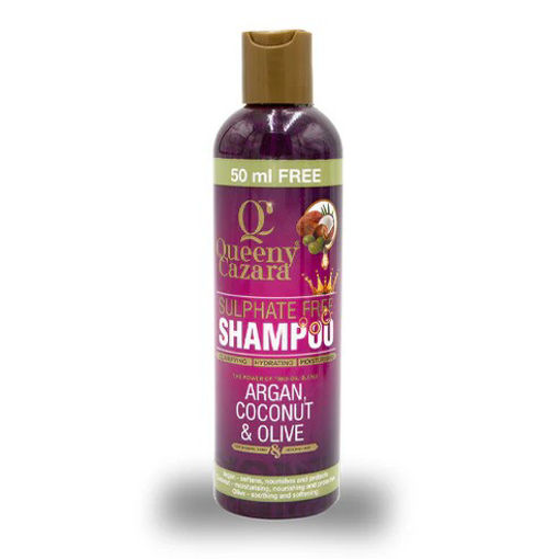شامپو آبرسان و رطوبت رسان آرگان و نارگیل موی فر کوینی کازارا  Queeny Cazara Argan, Coconut & Olive Oil Sulphate-Free Shampoo