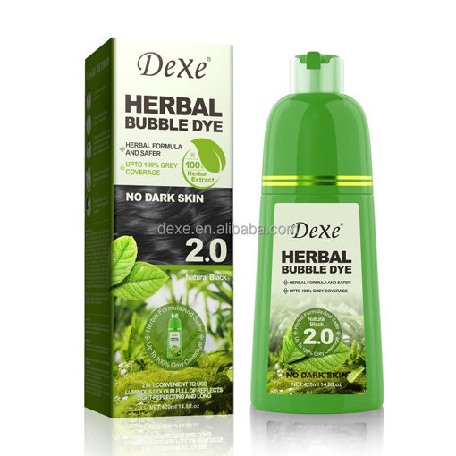 شامپو رنگ مشکی طبیعی دکسی مدل هربال بابل Dexe Herbal Bubble Dye Non-stain 2.0 Natural Black