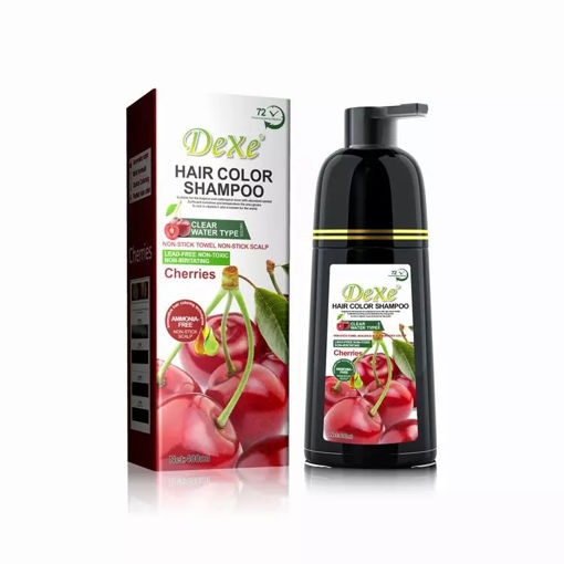 شامپو رنگ مشکی دکسی حاوی عصاره گیلاس dexe black hair shampoo cherries