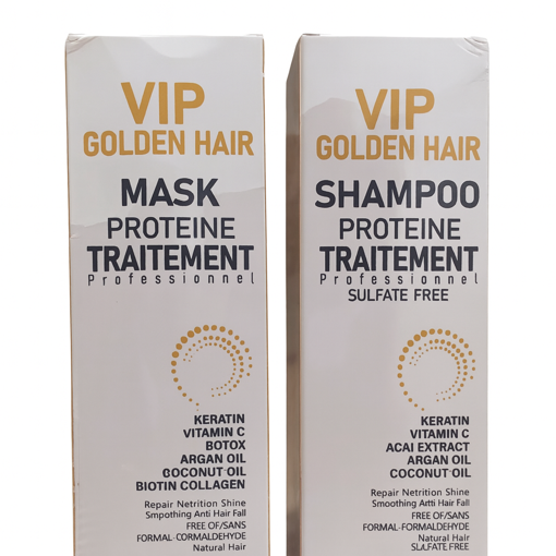 شامپو و ماسک مو وی آی پی گلدن هیر VIP GOLDEN HAIR حجم 1000 میلی لیتر