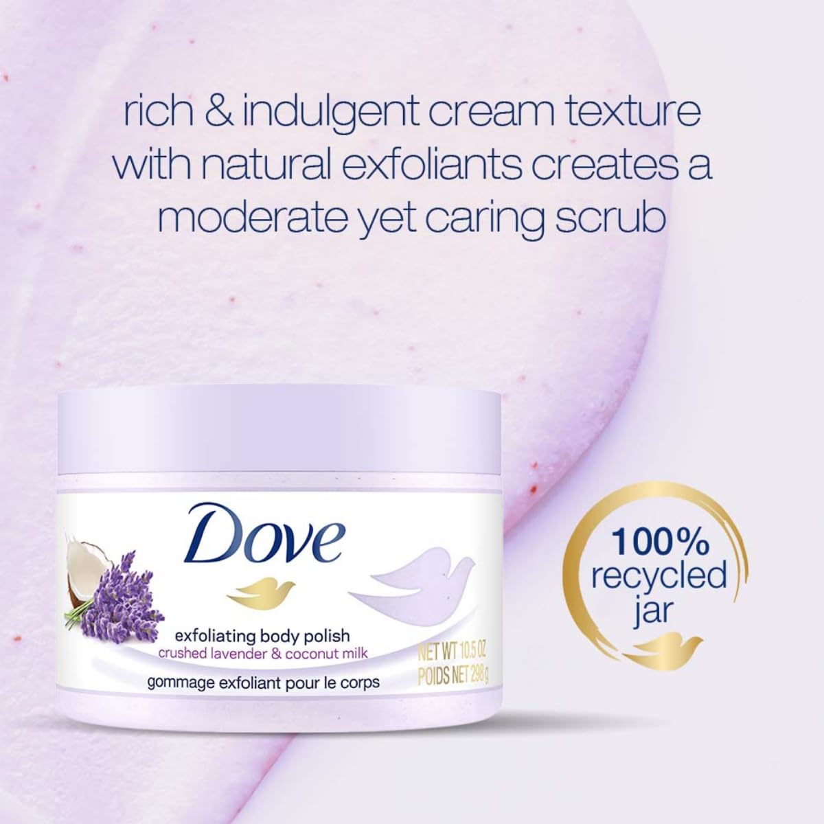 Dove Exfoliating Body Polish Body Scrub Crushed Lavender & Coconut Milk